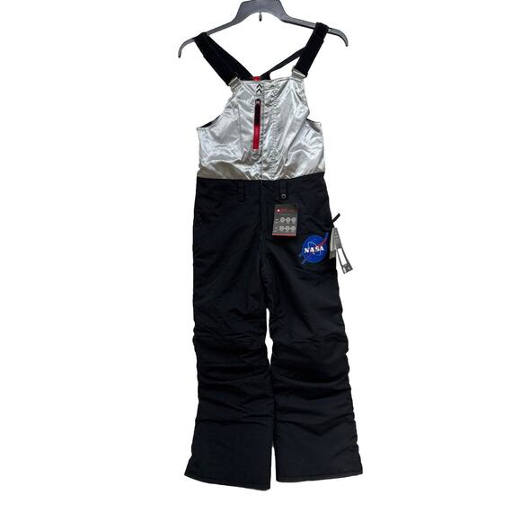 NWT Limited Edition Sz Large Youth NASA Exploration Ski Bibs. Black/Silver